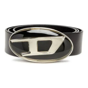 DIESEL Logo Letter Smooth Buckle Men's Black Width 5CM