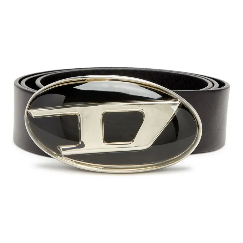 DIESEL Logo Letter Smooth Buckle Men's Black Width 5CM-0