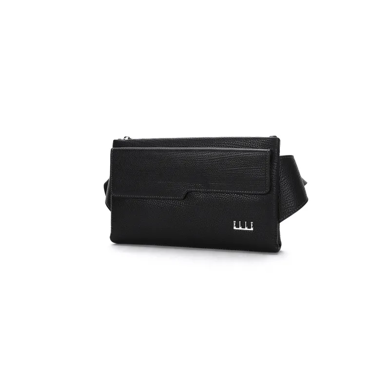 ELLE HOMME Top Grain Cow Leather Messenger Bag, Sling Bag, Small Crossbody Bag, Fanny Pack Regular Men's Solid Color-1