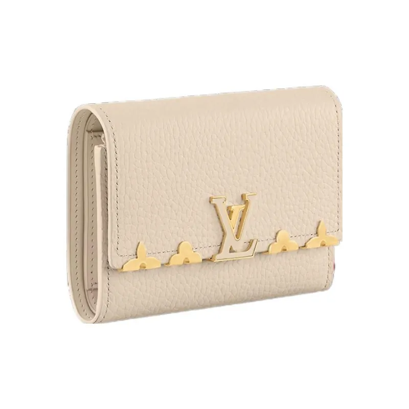 LOUIS VUITTON Cow Leather Wallet Regular Women's White-1