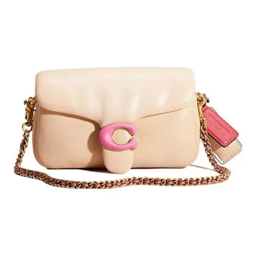 COACH Pillow Nappa Leather Pillow Bag Handbag Shoulder Bag Women's Beige Yellow