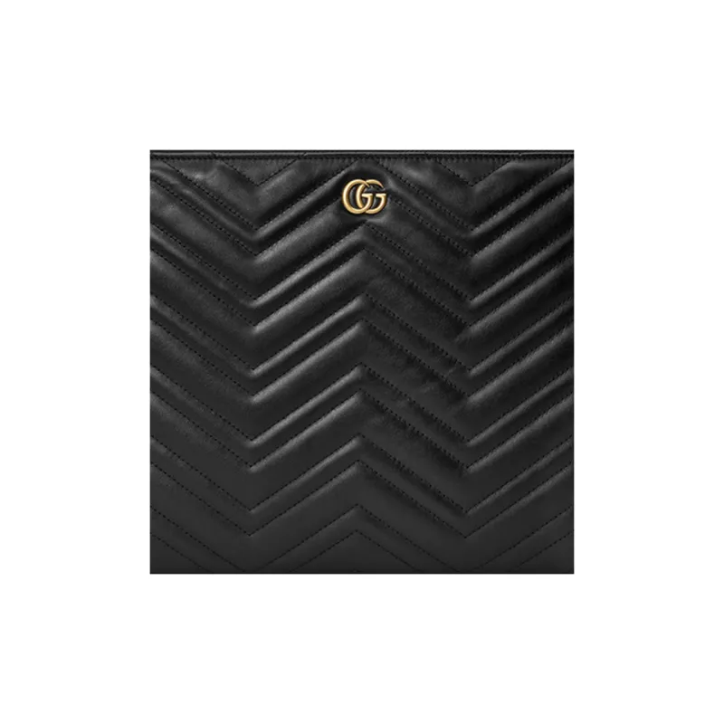 GUCCI GG Marmont Quilting Leather Clutch Men's Black-4