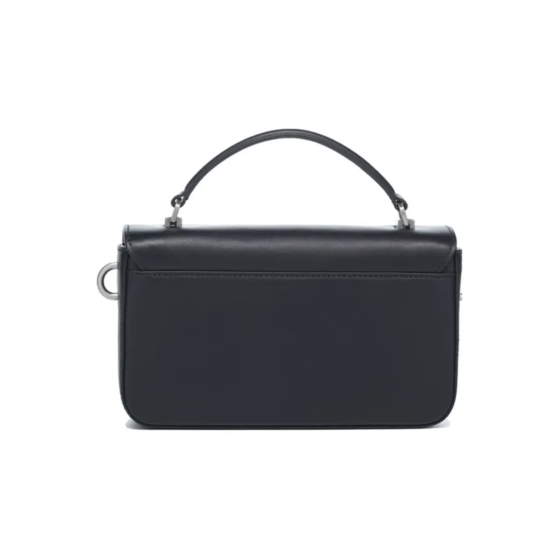 LI NING 1990 Classic Collection Cow Leather Small Square Bag, Shoulder Bag, Crossbody Bag, Handbag Women's Black-2