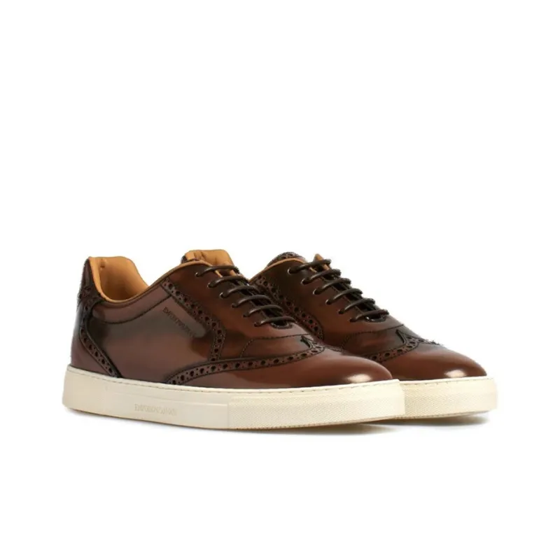 EMPORIO ARMANI Skateboard Shoes Men Low Top Brown-1
