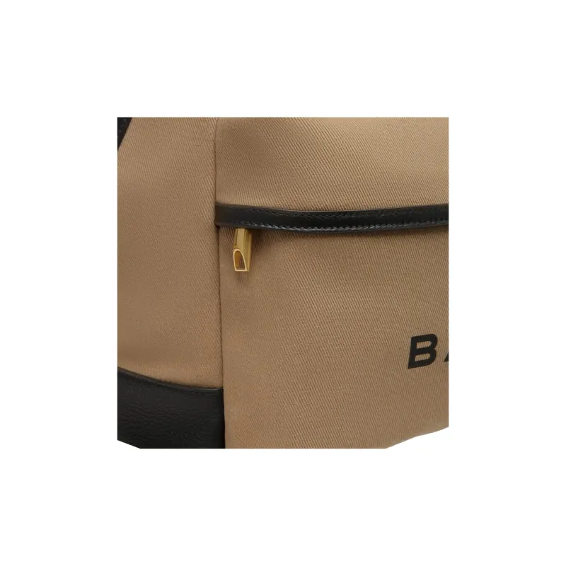 BALLY Fabric With Cow Leather Backpack Men's Beige-4