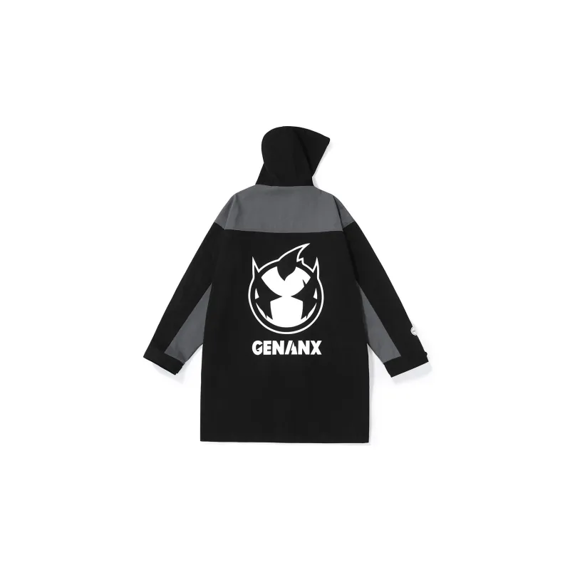 GENANX Trench Coats Unisex Black Gray Color-1