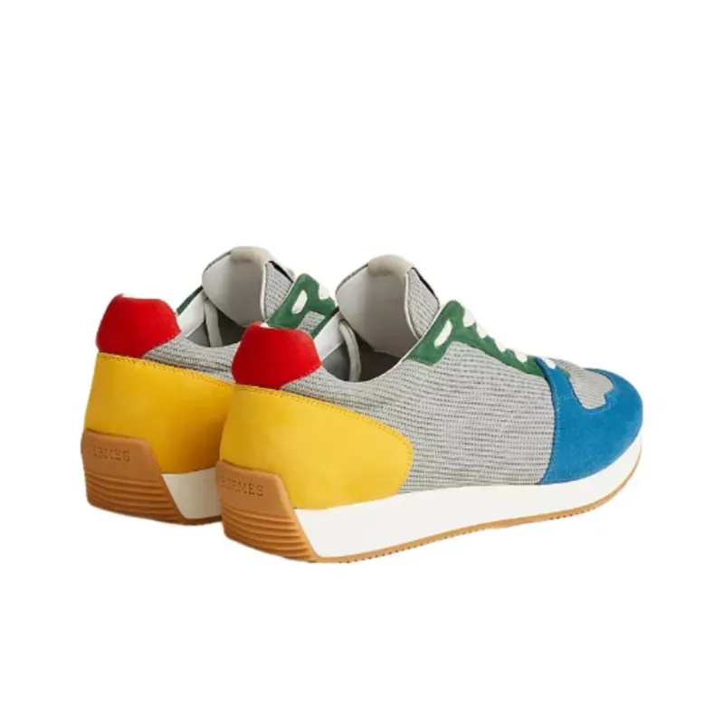 HERMES Escape Low-Top Casual Shoes Men's Gray Blue Yellow-4
