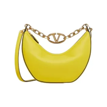 Valentino Vlogo Moon Leather Hobo Bag Shoulder Bag Crossbody Handbag Small Size Women's Cedar Yellow