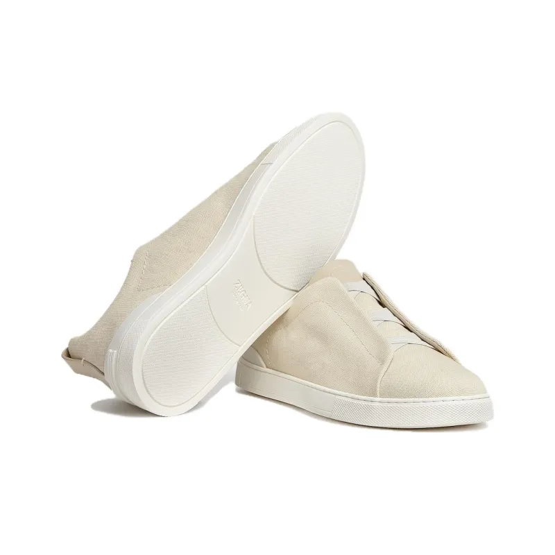 Zegna Triple Stitch Low Top Skateboard Shoes Men's Ecru-4