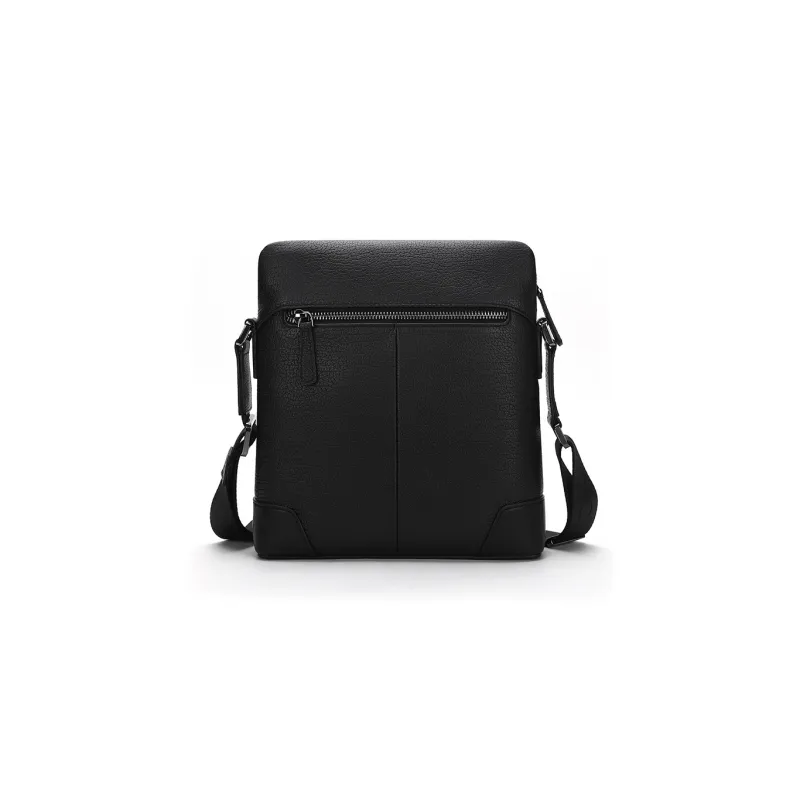 ELLE HOMME Cow Leather Crossbody Bag Men's Black-3