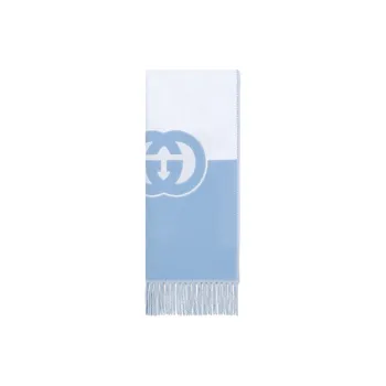 GUCCI Knit Scarves Women's Light Blue