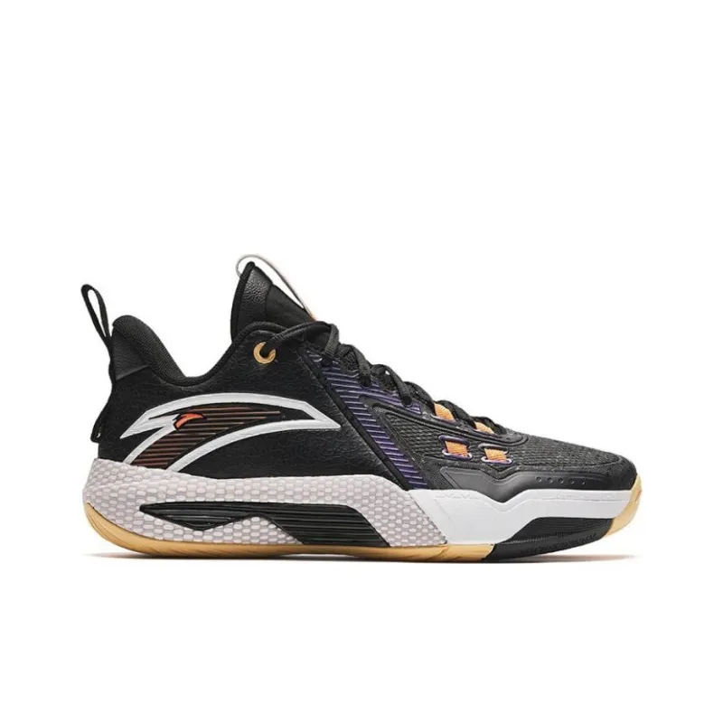 Anta Quick Battle 5 Cushioning Wear Resistant Mid Top Basketball Shoes Men's Black-1