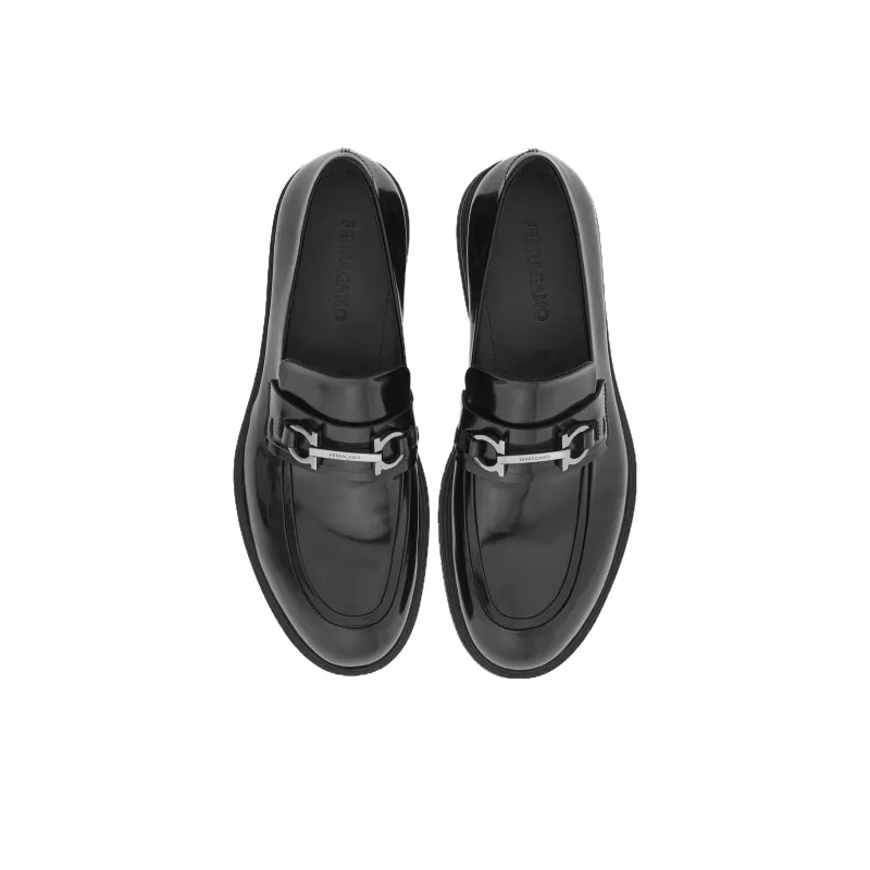 FERRAGAMO Gancini ornament Leather Loafers-3