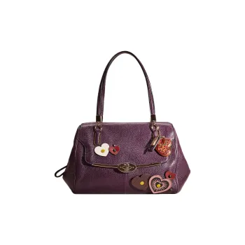 COACH Madison Leather Briefcase Shoulder Bag Crossbody Bag Handbag Small Size Women's Purple