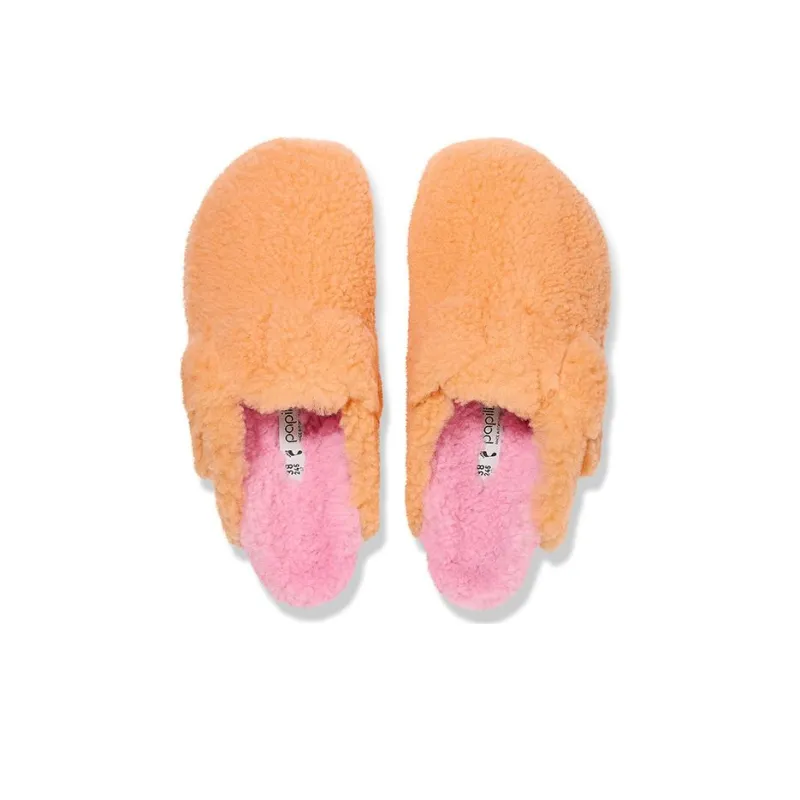 Birkenstock Boston Big Buckle Platform Fur Narrow Fit 'Papaya/Candy Pink' Women's-4