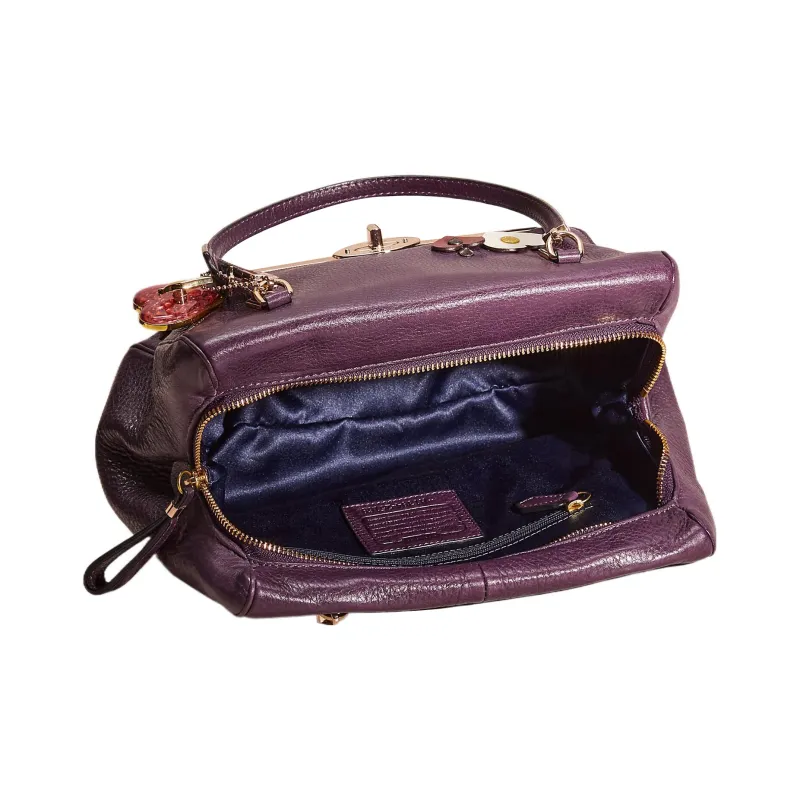 COACH Madison Leather Briefcase Shoulder Bag Crossbody Bag Handbag Small Size Women's Purple-2