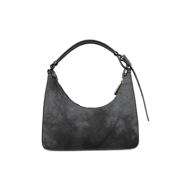 GIVENCHY Cut out Fabric With Cow Leather Handbag, Shoulder Bag Small Size Women's Black-3