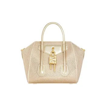 GIVENCHY Antigona Lock Viscose With Real Silk Shoulder Bag Crossbody Bag Handbag Mini Women's Gold