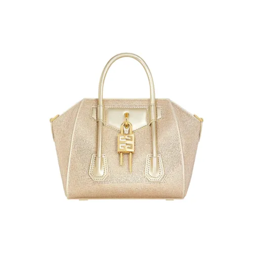 GIVENCHY Antigona Lock Viscose With Real Silk Shoulder Bag Crossbody Bag Handbag Mini Women's Gold