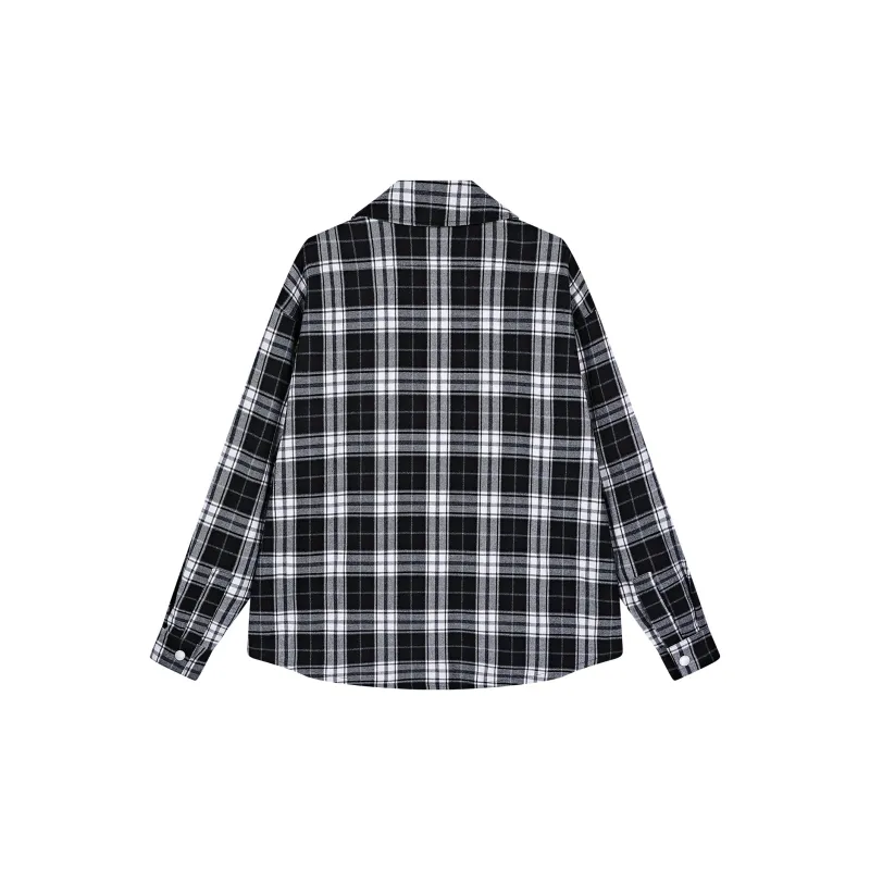 PASET Shirts Unisex Black White Plaid-1