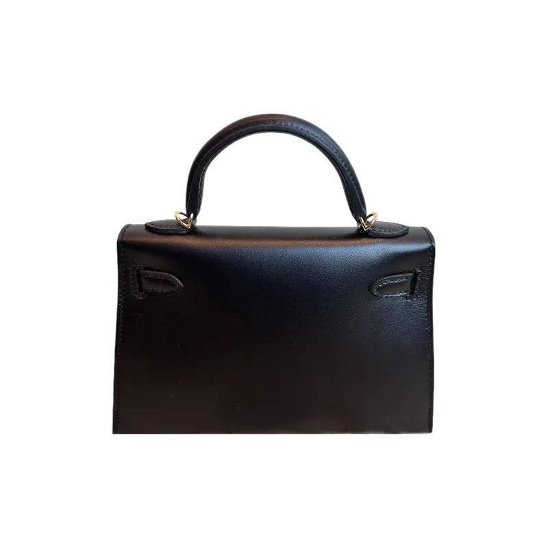 HERMES Mini Kelly Generation 1 Leather Handbag Mini Women's 89 Noir Black-3