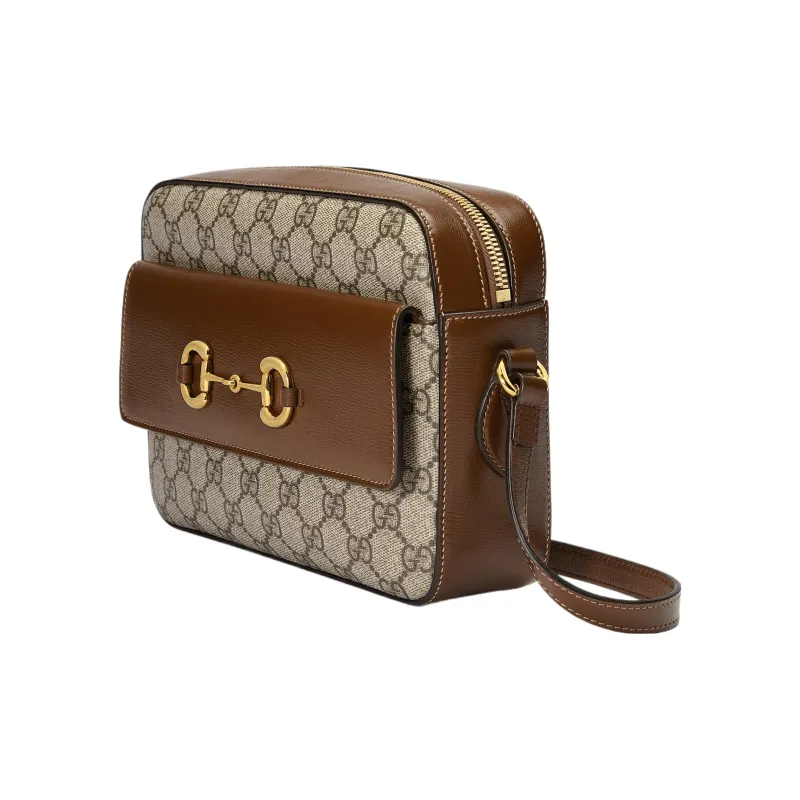 GUCCI Horsebit 1955 Canvas With Leather Camera Bag Shoulder Bag, Crossbody Bag Women's Ebony-1