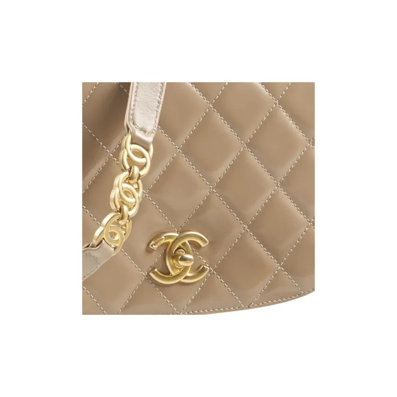 CHANEL 22BFW Goatskin With Calfskin Shoulder Bag, Crossbody Bag Mini Women's Beige-3