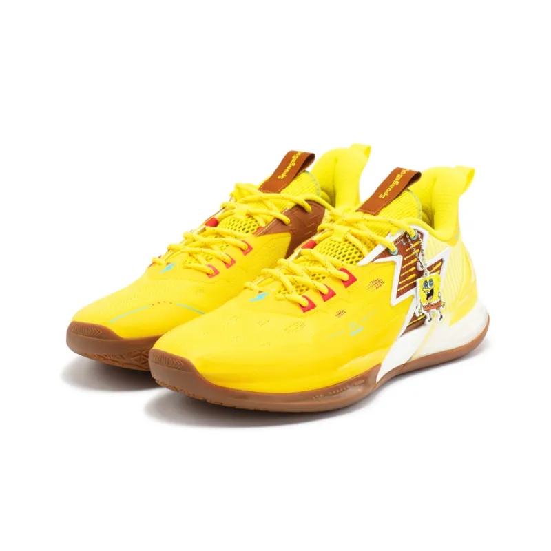 361° BIG3 4.0 PRO SpongeBob Cushioning Anti Slip And Wear Resistant Rebound Low Top Basketball Shoes Men's Yellow Brown-2