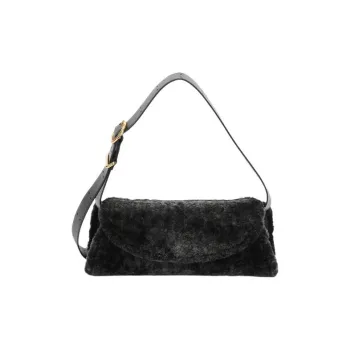 JIL SANDER Cannolo Lamb Fur With Calfskin Handbag, Shoulder Bag Women's Black