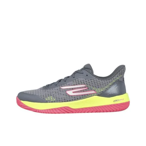 Skechers Viper Court Pro Running Shoes Women's Low-Top Gray Pink Yellow