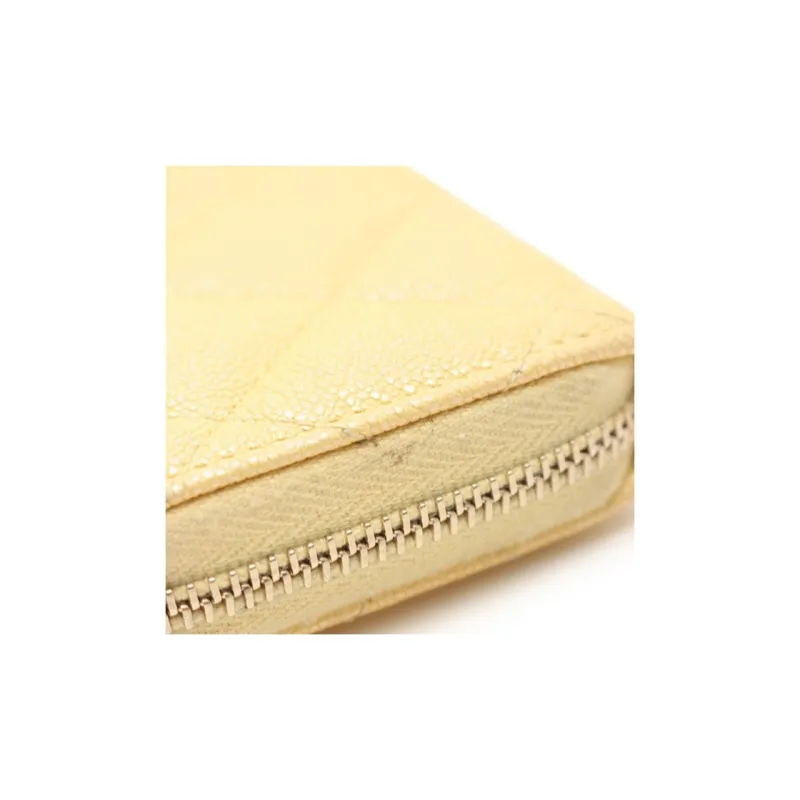 CHANEL Leather Wallet Coin Purse Unisex Yellow-6