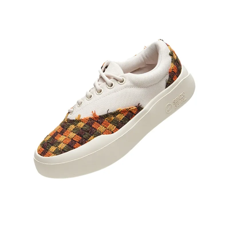 Senzubean Coverage Warm Slip Resistant Cushioning Wear Resistant Breathable Low Top Skateboard Shoes Unisex Pumpkin-3
