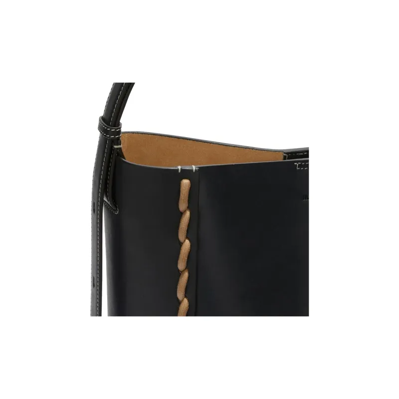 JIL SANDER Calfskin One Shoulder Handbag Medium Size Women's Black-3