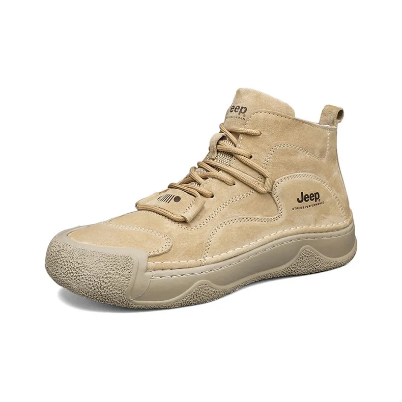 Jeep Cushioning Coverage Wear Resistant Slip Resistant Mid Top Outdoor Shoes Men's Earth Yellow-2