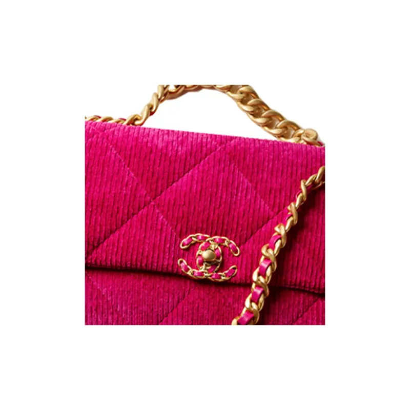 CHANEL Corduroy Handbag, Crossbody Bag Tubas Women's Fuchsia-2