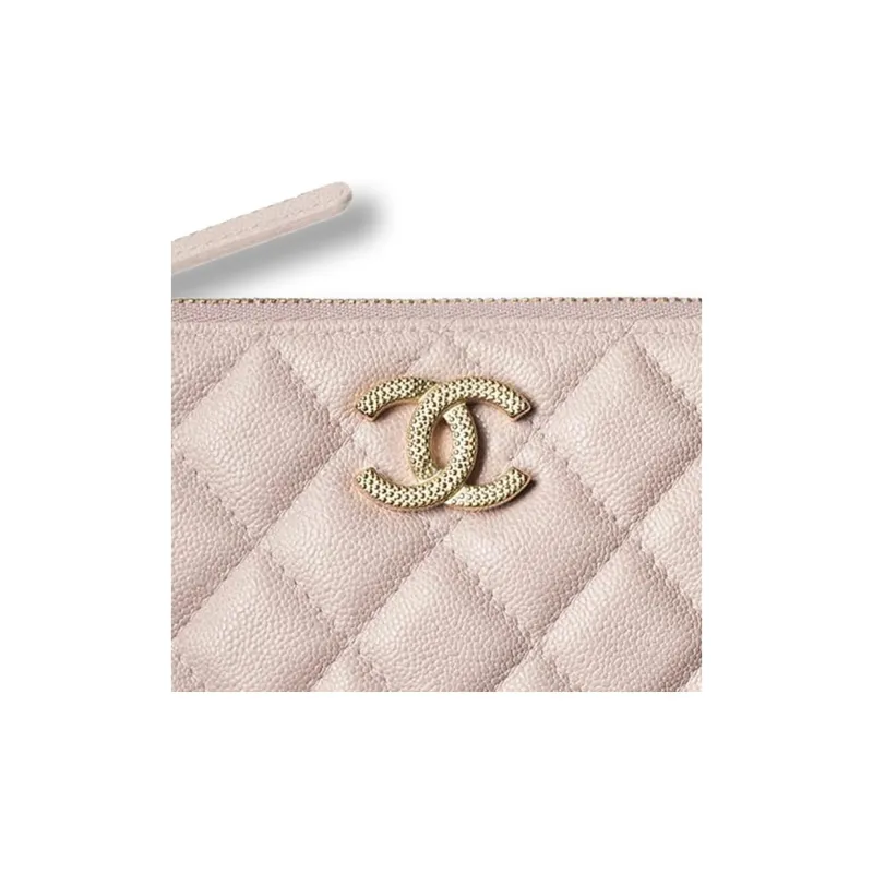 CHANEL Embossed Calfskin Pouch Clutch Trumpets Women's Light Pink-2
