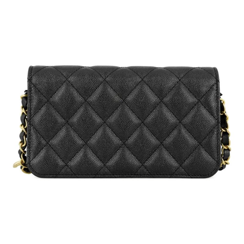 CHANEL Grain Calfskin Shoulder Bag, Crossbody Bag Women's Black-2