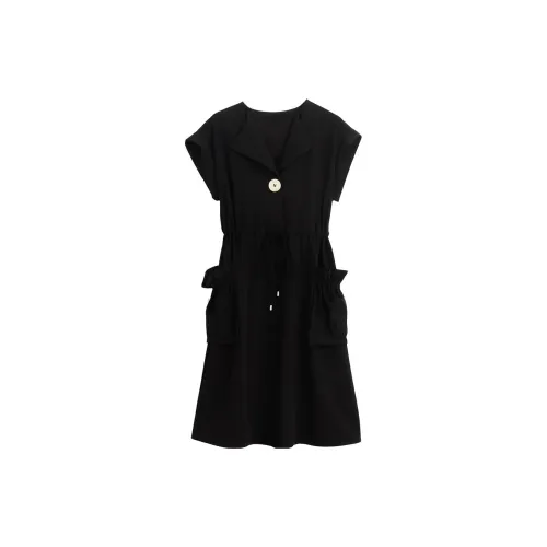 VERA VEINS Short-Sleeved Dresses Women's Midnight Black