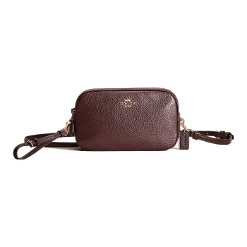 COACH Sadie Pebbled Leather Camera Bag Shoulder Bag Crossbody Bag Small Size Women's Brown
