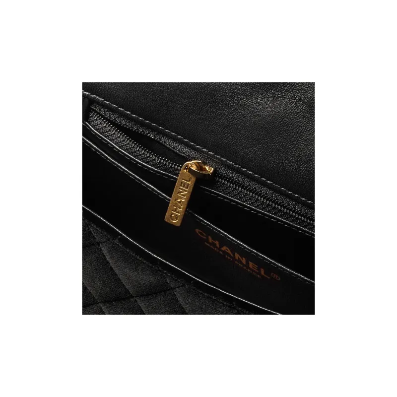 CHANEL Gold Metal Enamel Velvet Flap Bag, Shoulder Bag, Crossbody Bag Women's Black-2