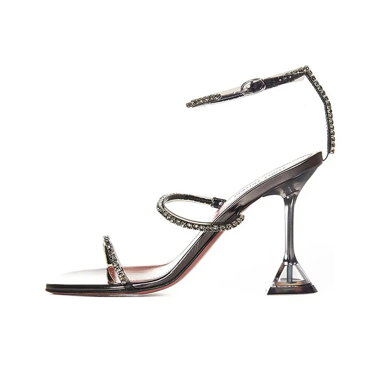 AMINA MUADDI Gilda 95mm Crystal Leather Sandals-0
