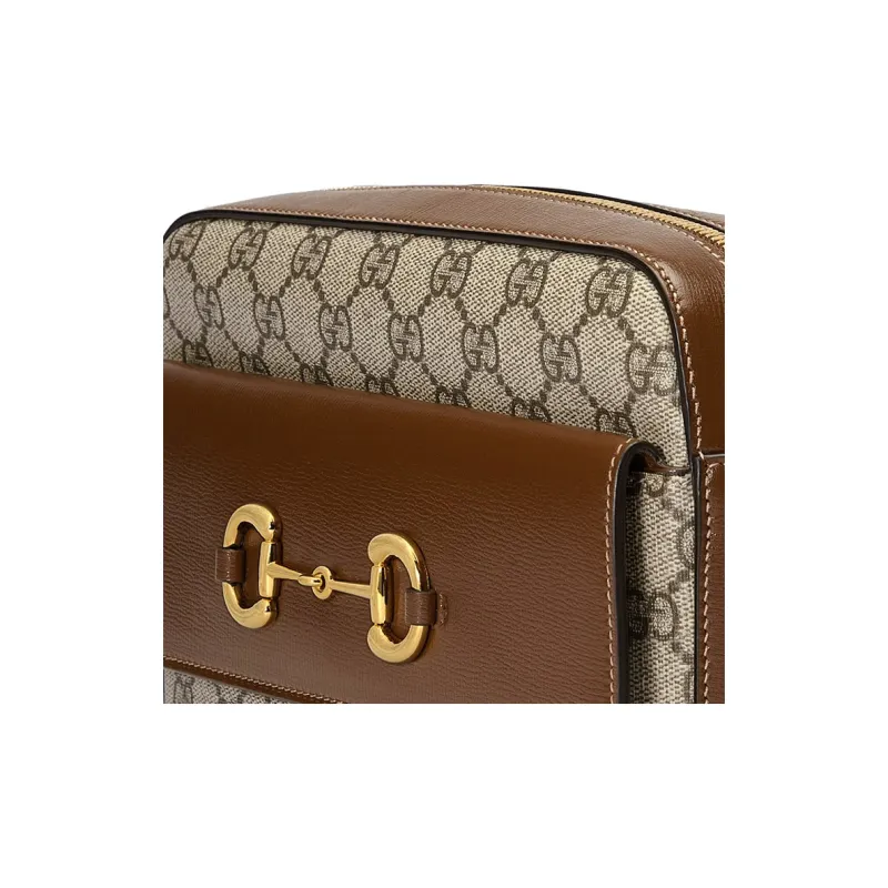GUCCI Horsebit 1955 Canvas With Leather Camera Bag Shoulder Bag, Crossbody Bag Women's Ebony-5