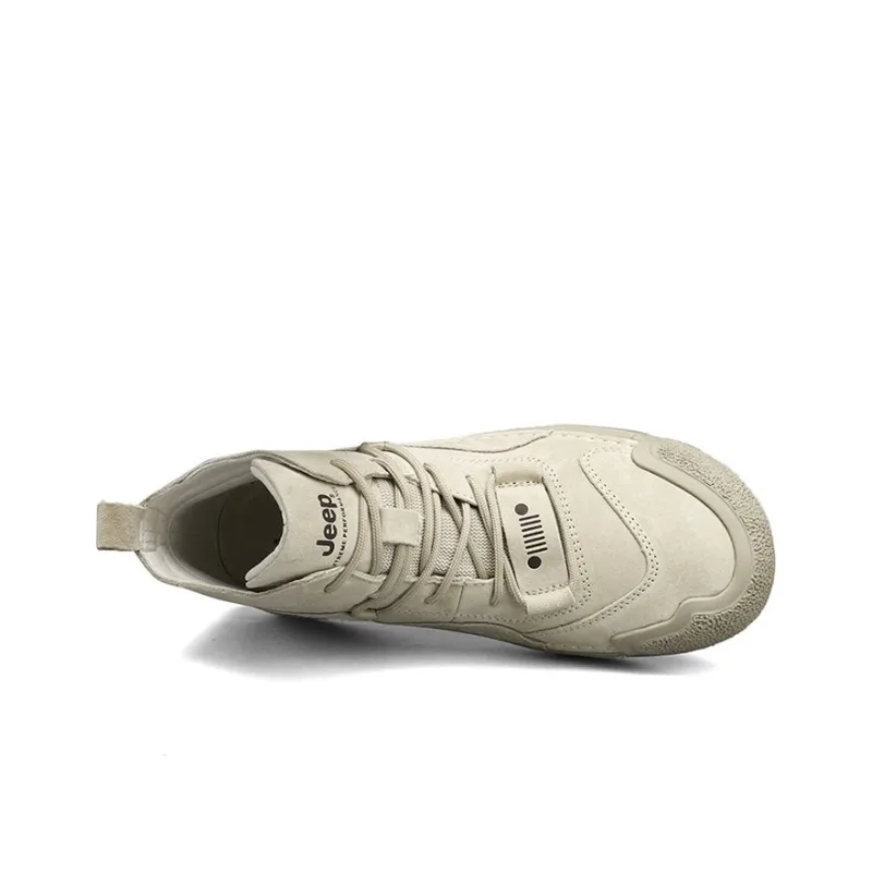 Jeep Wear Resistant Height Increasing Mid Top Casual Shoes Men's Sand-3