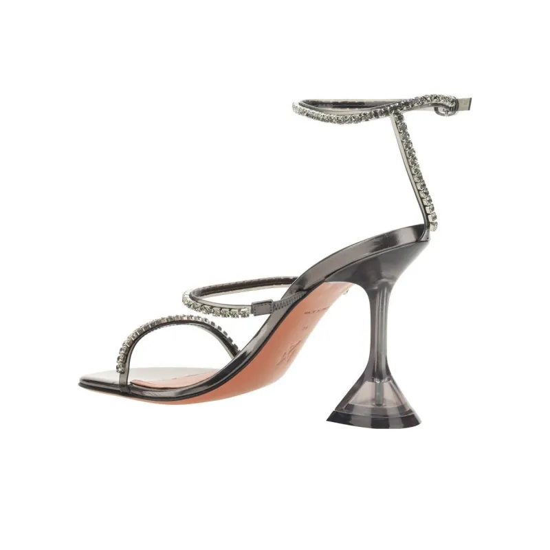 AMINA MUADDI Gilda 95mm Crystal Leather Sandals-3