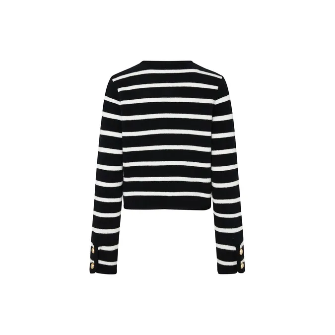 MO&CO Velvet Jackets Women's Black White Stripes-1
