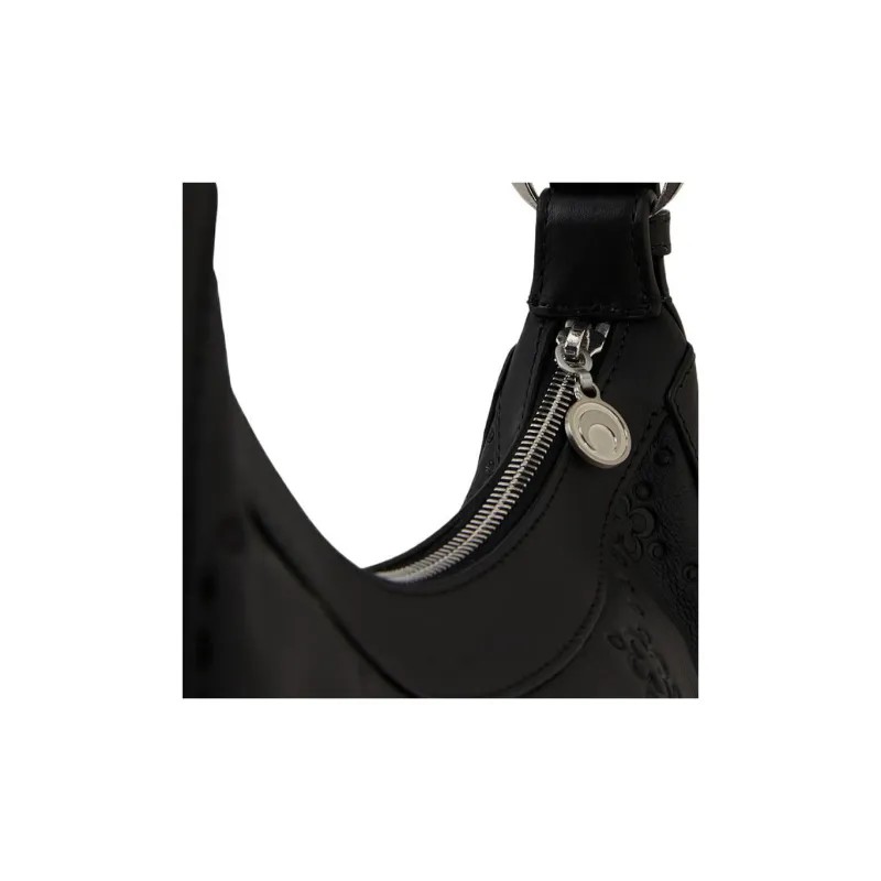 Marine Serre Leather Handbag Shoulder Bag Women's Black-3