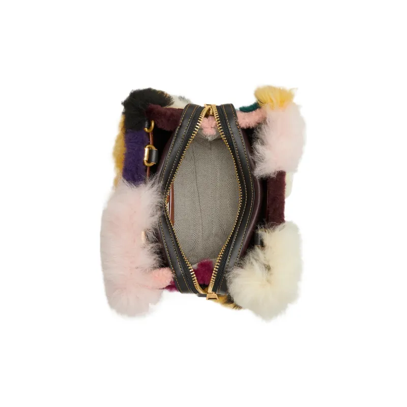 COACH Rogue Shearling Leather Tote Bag Shopping Bag Handbags Small Size Women's Multicolor-2