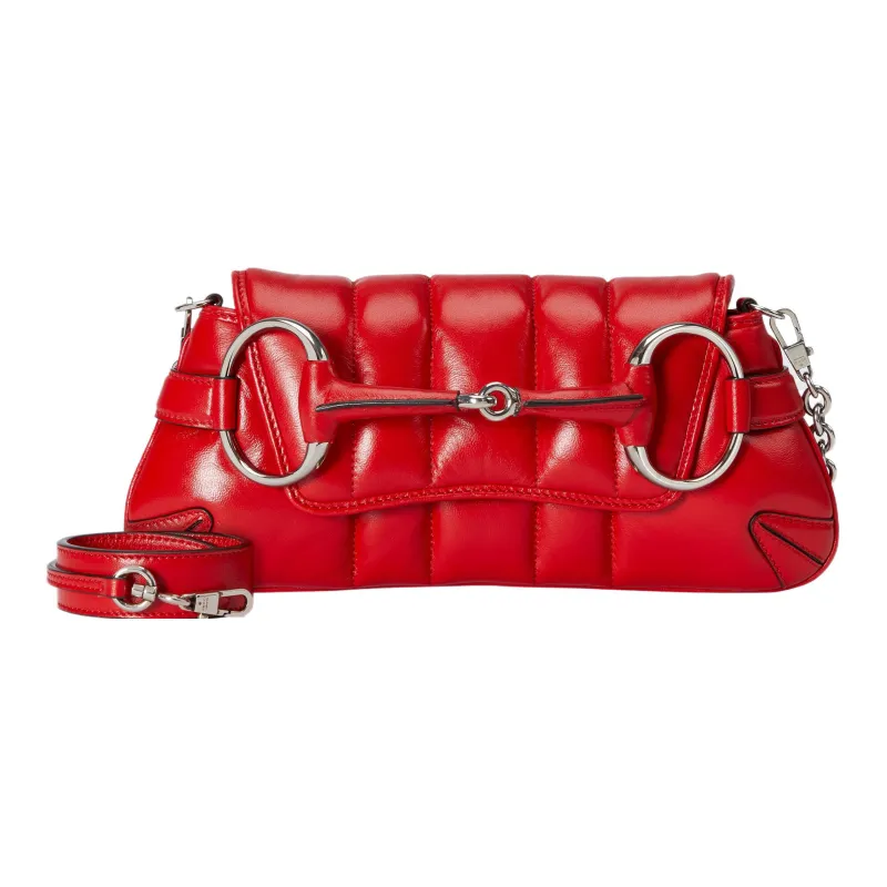 GUCCI Leather Handbag Shoulder Bag Women's Red-1