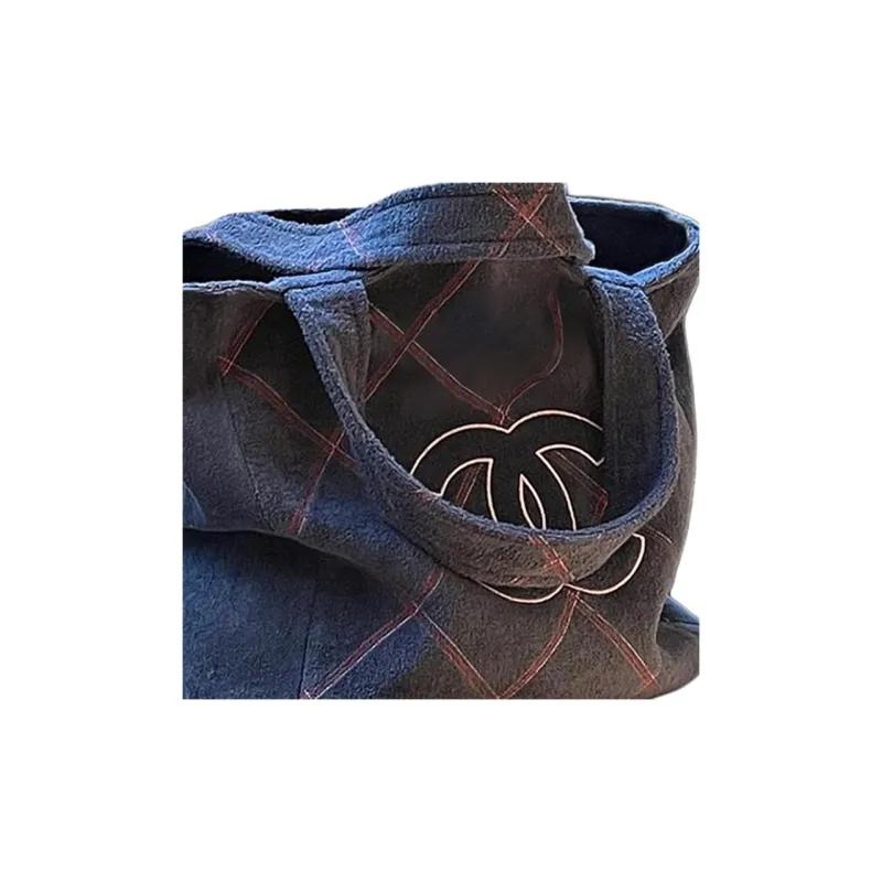 CHANEL Denim Tote Bag Shopping Bag Shoulder Bags Women's Blue-1