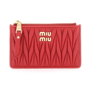 MIU MIU Matelassé Leather Wallet Women's Red